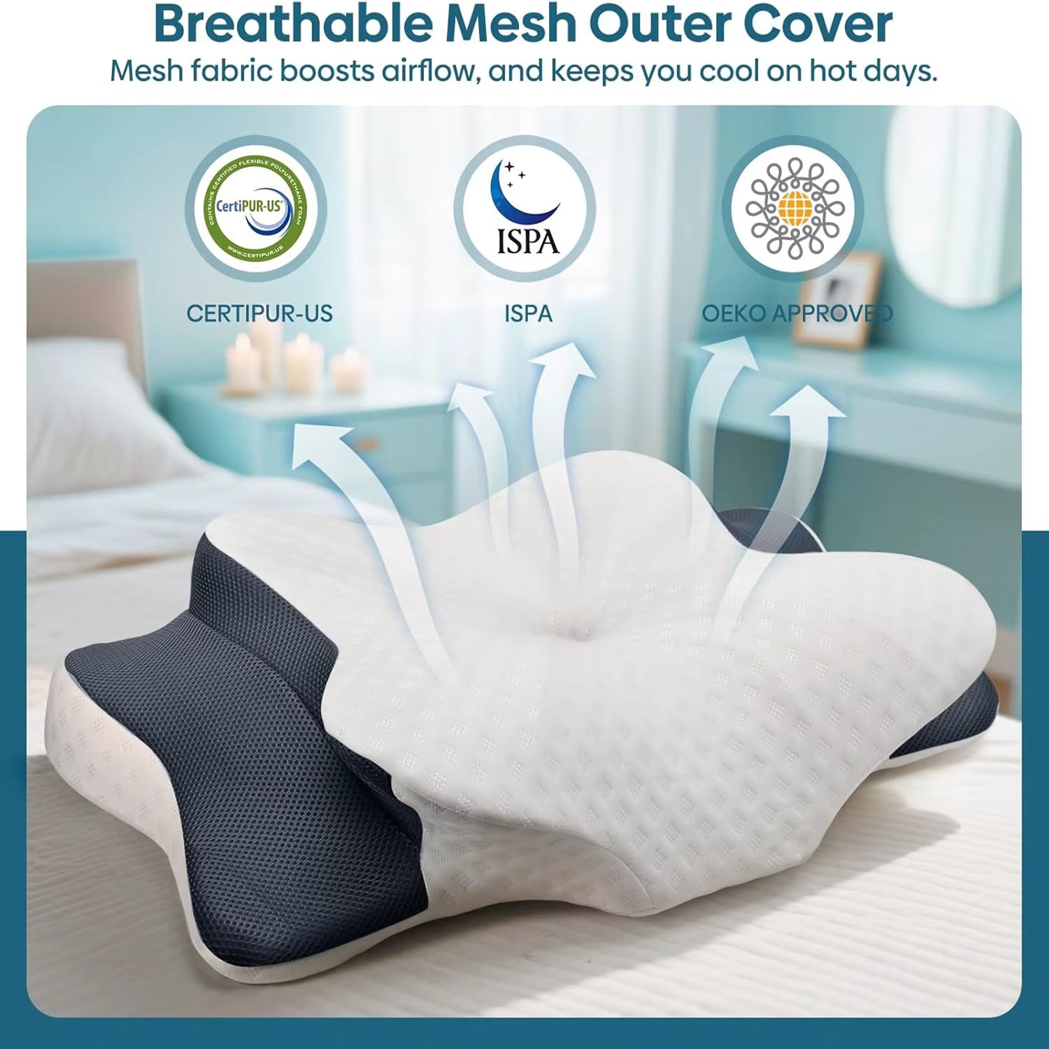 Cervical Pillow Ergonomic Contour Pillows Memory Foam Pillow for Sleepers of Different Sleeping Positions