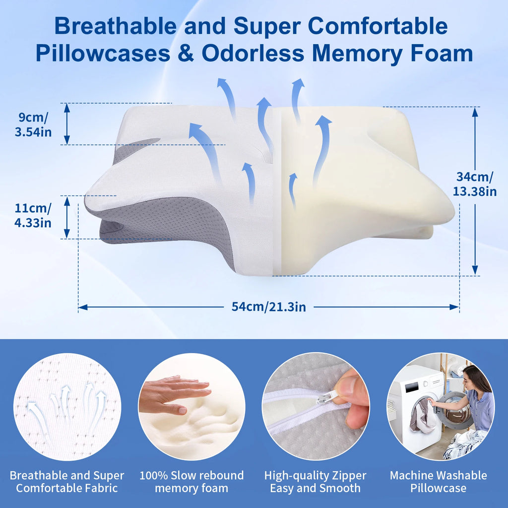 OrtopedicaPro Nackkudde – Ergonomisk 2-i-1 Memory Foam