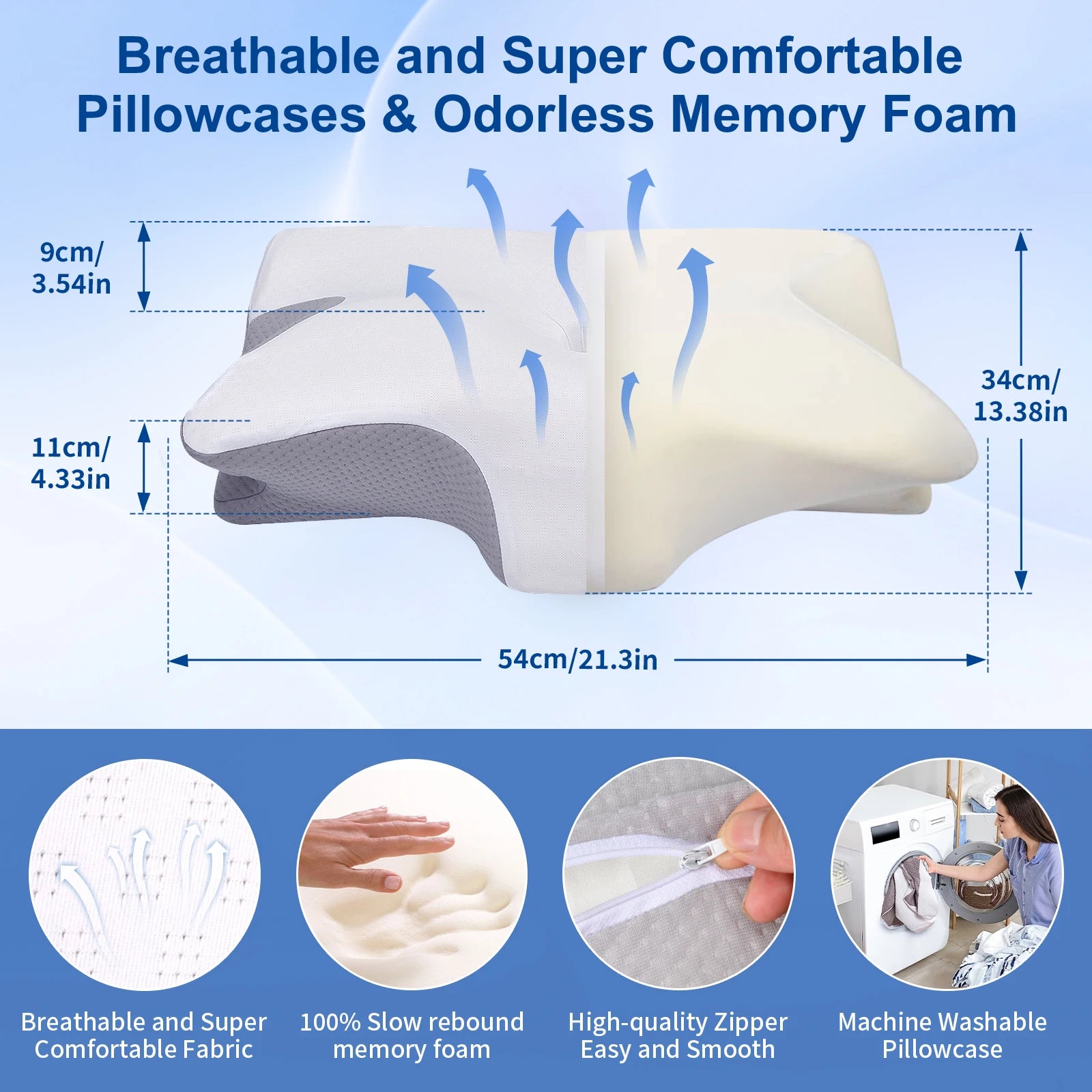 OrtopedicaPro Nackkudde – Ergonomisk 2-i-1 Memory Foam
