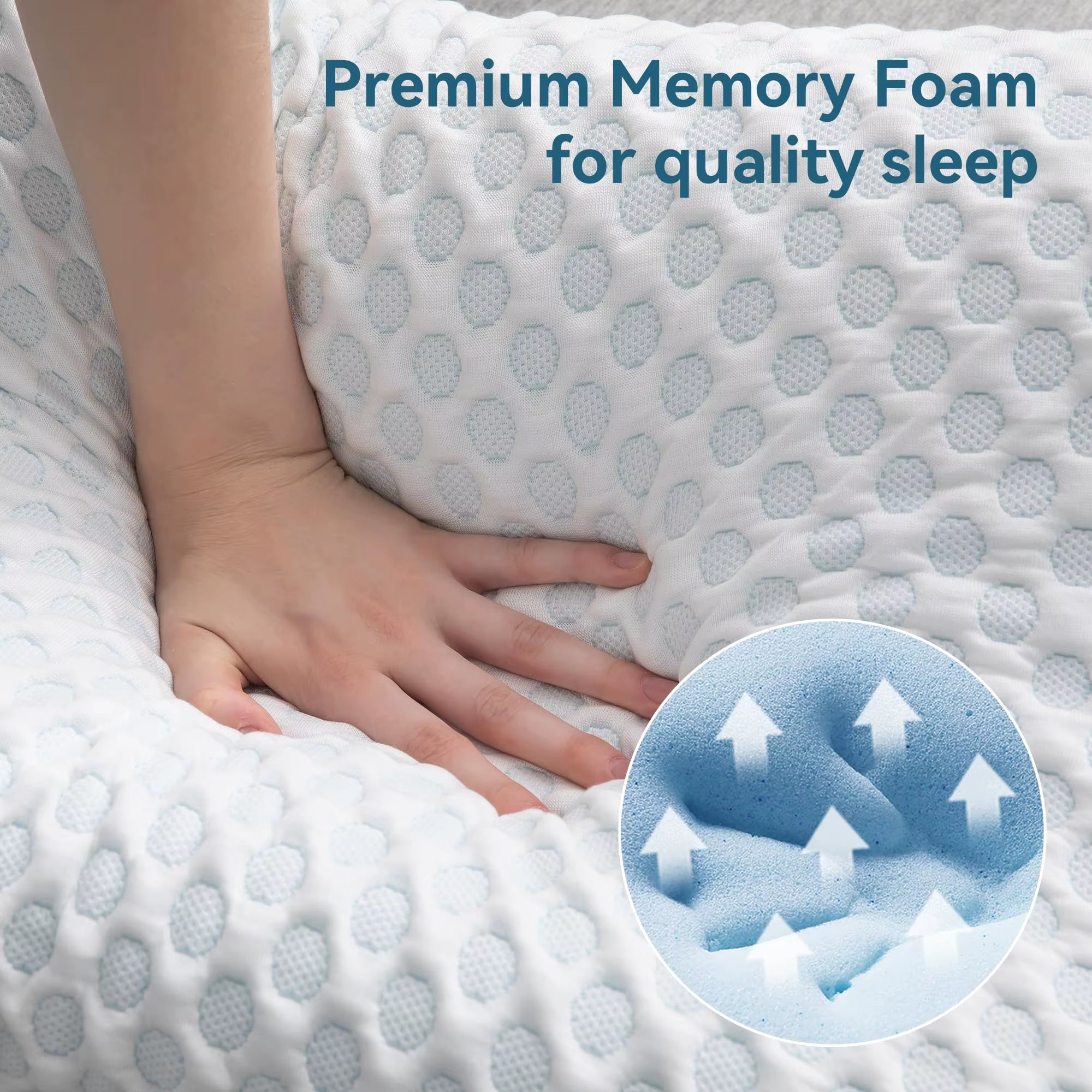 Hcore 1 PC Memory Foam Pillow, Neck Contour Cervical Orthopedic Pillow for Side Back Stomach Sleeper, Standard